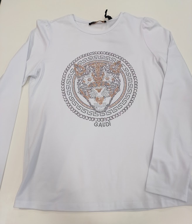 camiseta blanca manga larga con grafico de tigre gaudi fashion camiseta blanca manga larga con grafico de tigre gaudi fashion